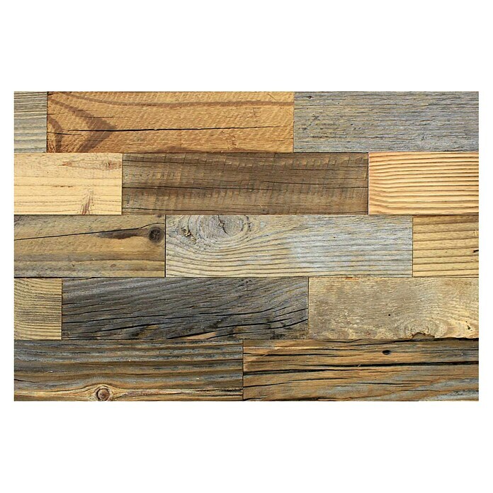 Wodewa Echtholzriemchen 400 Original Altholz (400 x 80 mm, Stärke: 5 mm - 10 mm, 32 Stk., 1 m², Selbstklebend) | BAUHAUS