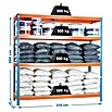 Simonrack Simonforte Estantería para cargas pesadas Chipboard (Al x An x Pr: 200 x 210 x 45 cm, Capacidad de carga por balda: 500 kg, Número de baldas: 2 ud., Inserción, Azul/Naranja) | BAUHAUS