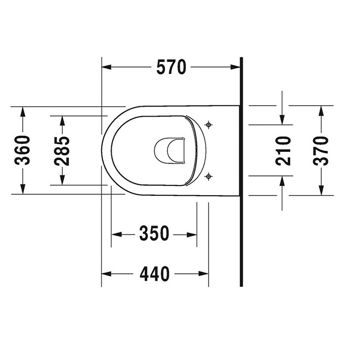 Duravit ME by Starck Spülrandloses Wand-WC (Ohne WC-Sitz, Ohne Beschichtung, Tiefspüler, Weiß)