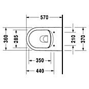 Duravit ME by Starck Spülrandloses Wand-WC (Ohne WC-Sitz, Ohne Beschichtung, Tiefspüler, Weiß)