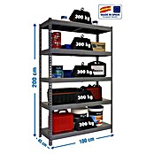 Simonrack Bricoforte Schwerlastregal Bricoforte Metall (H x B x T: 200 x 100 x 45 cm, Traglast pro Boden: 300 kg, Anzahl Böden: 5 Stk., Stecken, Grau/Silber) | BAUHAUS