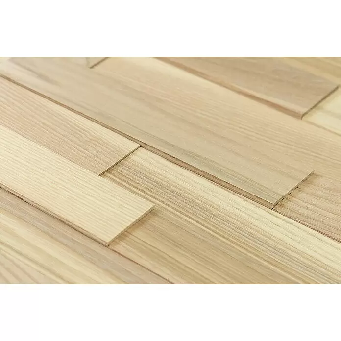 Wodewa Holzriemchen 400 Esche Living - 400 x 80 mm, Stärke: 2 mm - 6 mm, 32 Stk., 1 m² - Detailaufnahme