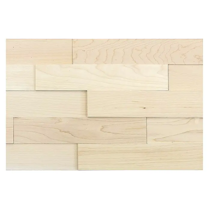 Wodewa Holzriemchen 400 Ahorn - 400 x 80 mm, Stärke: 2 mm - 6 mm, 32 Stk., 1 m², Unbehandelt, Verklebung - Elegante Holzpaneele mit hellem, natürlichem Finish. Diese Wandverkleidung verleiht jedem Raum Wärme und eine moderne Note.