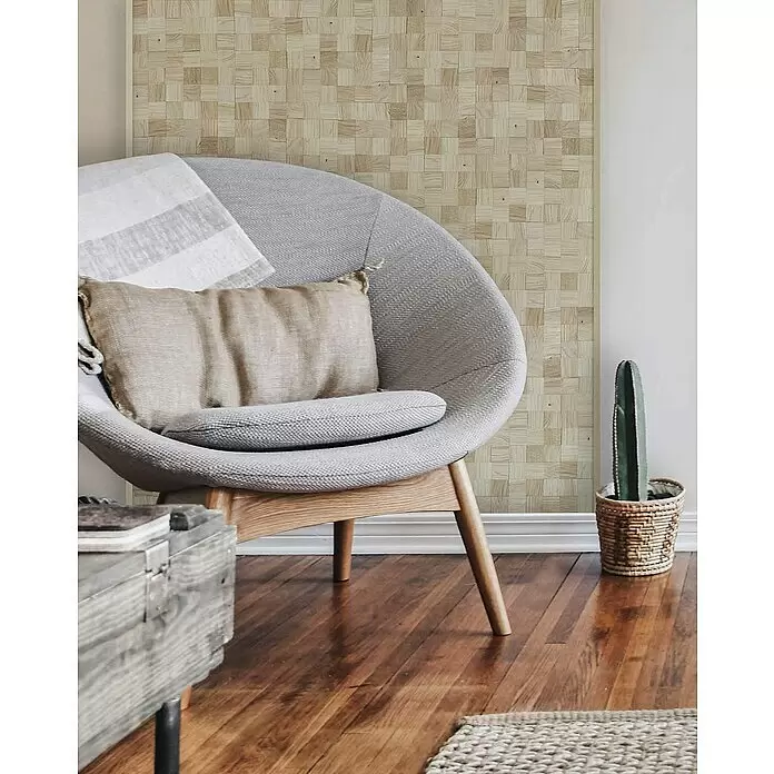 Wodewa Holzmosaik 50 Eiche - 300 x 300 mm, Stärke: 2 mm - 6 mm, 0,09 m², Unbehandelt - Stimmungsaufnahme