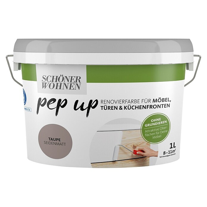 Schöner Wohnen Pep up Renovierfarbe Möbel (Taupe, 1 l, Seidenmatt)