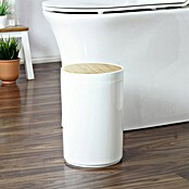 Papelera de baño Darwin (Blanco/Bambú, Redonda, Plástico)