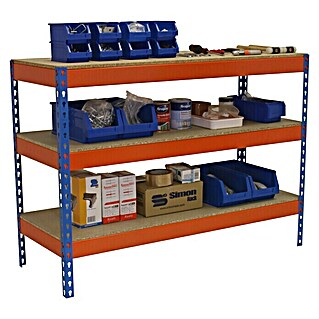 Simonrack Simonwork Mesa de trabajo Basic 3 (Azul/Naranja, L x An x Al: 90 x 210 x 90 cm, Capacidad de carga: 400 kg)