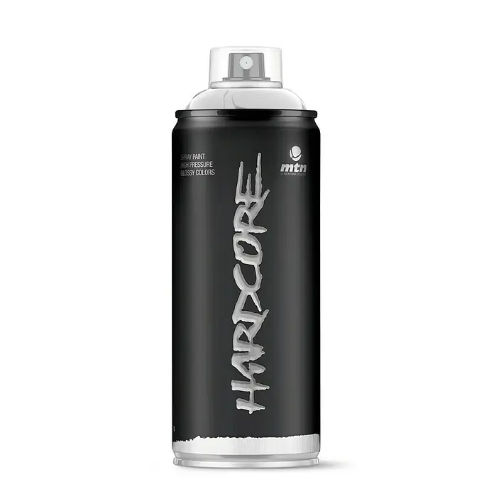 mtn Pintura decorativa en spray Hardcore - Plateado, Resplandeciente, 400 ml - Bote de spray Montana Colors Hardcore negro y plateado, ideal para grafitis y proyectos artísticos de alto brillo. Perfecto para superficies exigentes.