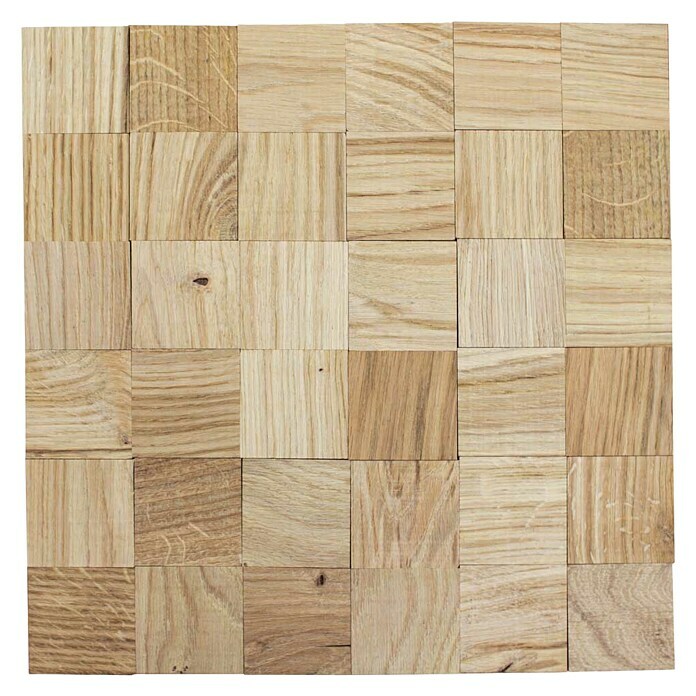 Wodewa Holzmosaik 50 Eiche naturgetrocknet  (300 x 300 mm, Stärke: 7 mm, 0,09 m²)