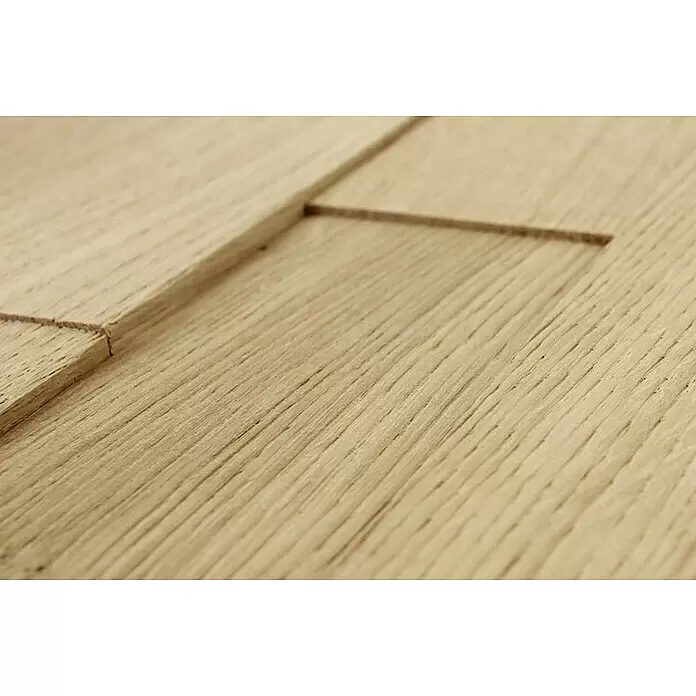 Wodewa Holzriemchen 200 Eiche Natur - 100 Stk., L x B: 200 x 50 mm, 2 mm - 6 mm, Max. Anwendungsfläche: 1 m², Strukturiert unbehandelt - Detailaufnahme
