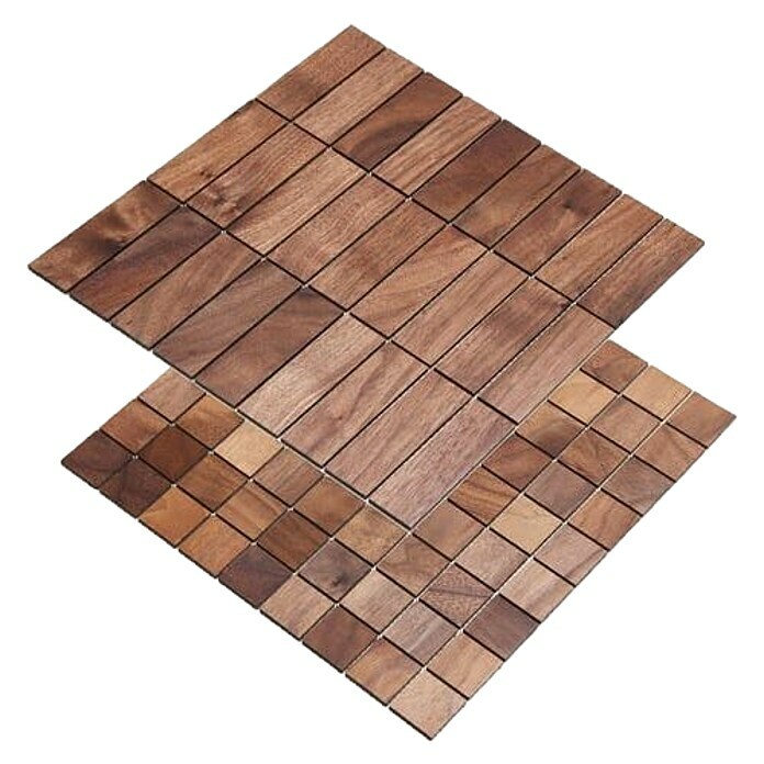 Wodewa Holzmosaik Nussbaum (288 x 288 x 4 mm, 0,09 m², Motiv: Rechtecke)