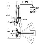 Grohe Duschsystem Euphoria 150 (Mit Thermostatarmatur, Lochabstand: 101,6 cm, Verchromt)