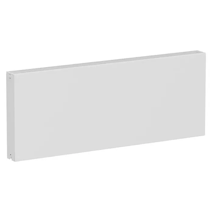 E.C.A. Planheizkörper - B x H: 1.400 x 550 mm, 2.183 W, 22 - Weiße Heizkörper-Ansicht. Der Heizkörper ist modern und sauber gestaltet und bietet effiziente Heizleistung für Wohnräume.