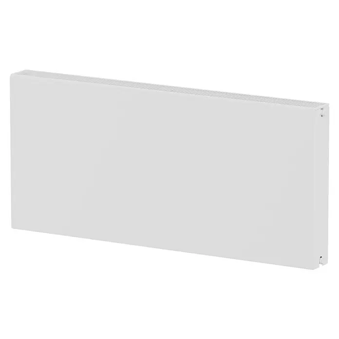 E.C.A. Planheizkörper - B x H: 1.200 x 550 mm, 1.871 W, 22 - Produktbild eines weißen Heizkörpers für den Innenbereich. Optimal für effiziente Wärme und modernes Design im Zuhause.