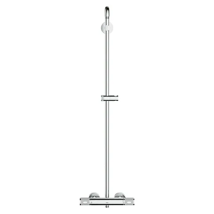 Grohe Vitalio Joy Duschsystem 260 - Mit Thermostatarmatur, Lochabstand: 100,5 cm, Anzahl Strahlarten: 3 Stk., Chrom - Bild einer verchromten Duschstange mit Thermostatbatterie. Ein elegantes Design für Ihr Badezimmer mit präziser Temperaturregelung.