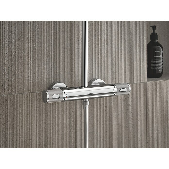 Grohe Vitalio Joy Duschsystem 260Mit Thermostatarmatur, Lochabstand: 100,5 cm, Anzahl Strahlarten: 3 Stk., Chrom Detail Shot