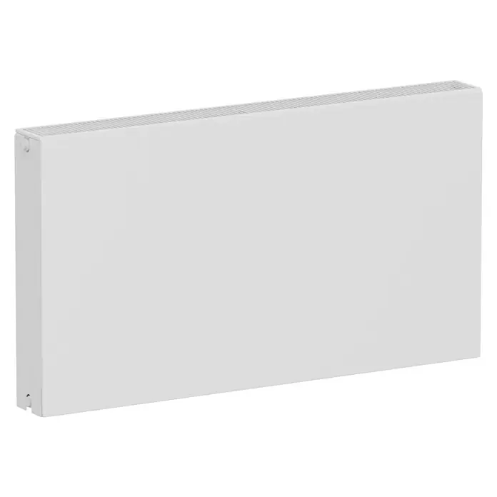 E.C.A. Planheizkörper - B x H: 1.000 x 550 mm, 1.559 W, 22 - Ein Heizkörper in Weiß mit horizontalen Rippen oben, ideal für effiziente Raumheizung und modernes Design, zur Wandmontage für optimierte Wärmeabgabe.