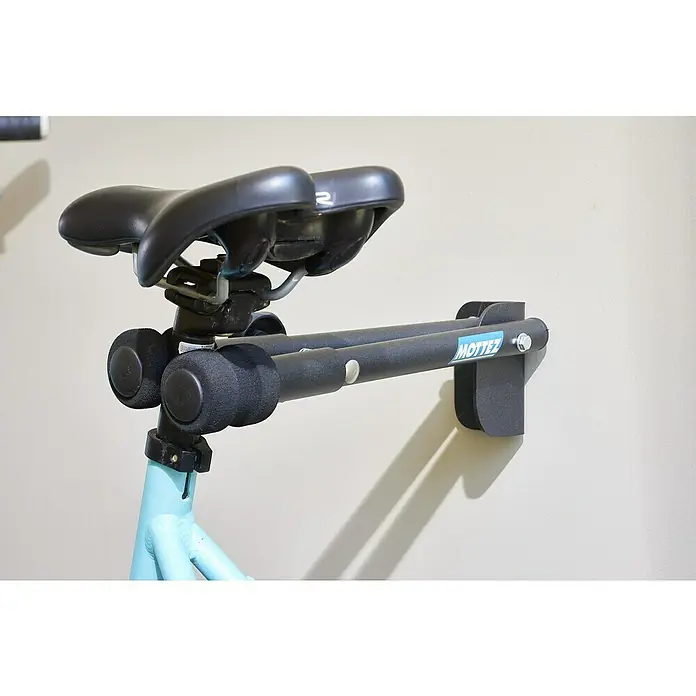 Mottez Fahrrad-Wandhaken - Stahl, Schwarz - Wandmontierter Fahrradträger "MOTTEZ" für die einfache und platzsparende Aufbewahrung von Fahrrädern in Garage oder Keller.