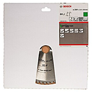 Bosch Kreissägeblatt Optiline Wood (254 mm, Bohrung: 30 mm, 60 Zähne, Schnittbreite: 2 mm)
