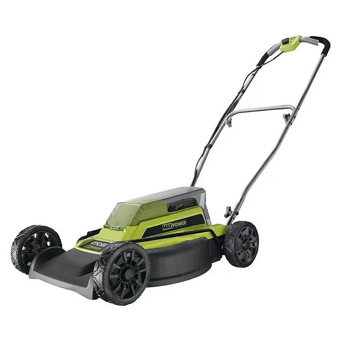 Ryobi Akku-Rasenmäher RY36LMM46A-140 - 36 V, 1 Akku, 4 Ah, Schnittbreite: 46 cm - Ryobi MAXPOWER Akku-Rasenmäher mit verstellbarem Griff und robustem Design für effizientes Mähen.
