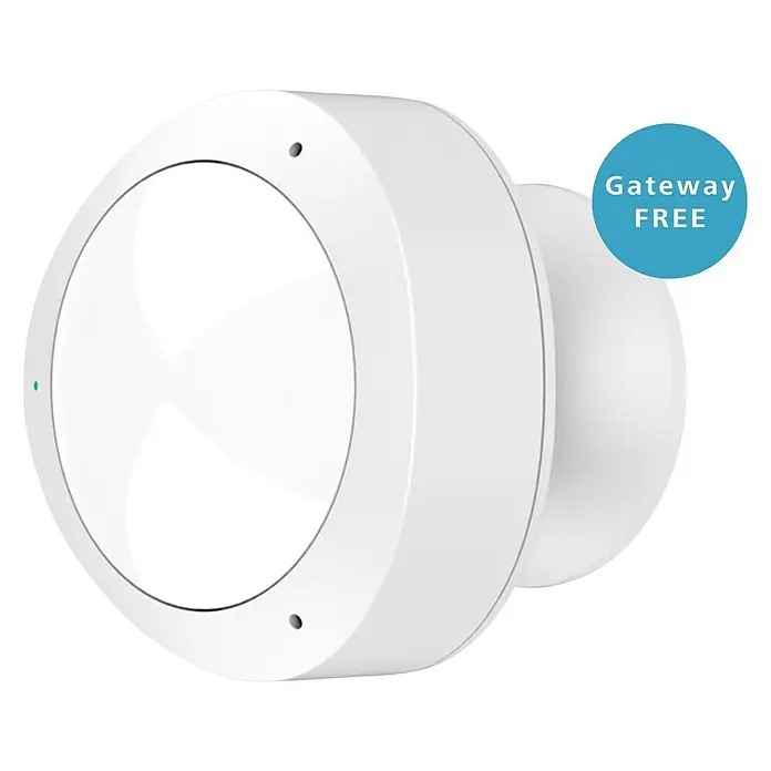 Hama Bewegungsmelder Wifi - Reichweite Sensor: 10 m, Weiß, L x B x H: 12 x 9 x 7,5 cm - Das Bild zeigt einen weißen Bewegungsmelder, der sich ideal für die intelligente Hausautomation eignet. Er bietet zuverlässige Sicherheit und Komfort.