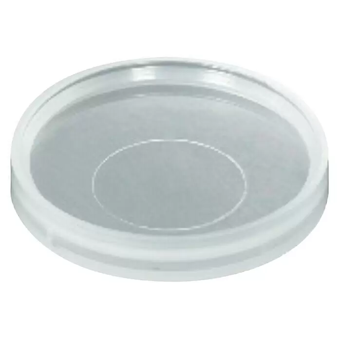 Stabilit Base para muebles protectora - Diámetro: 33 mm, Inserción, Plástico - Tapa de plástico transparente, redonda y plana con una sutil indentación circular interna y borde exterior elevado.