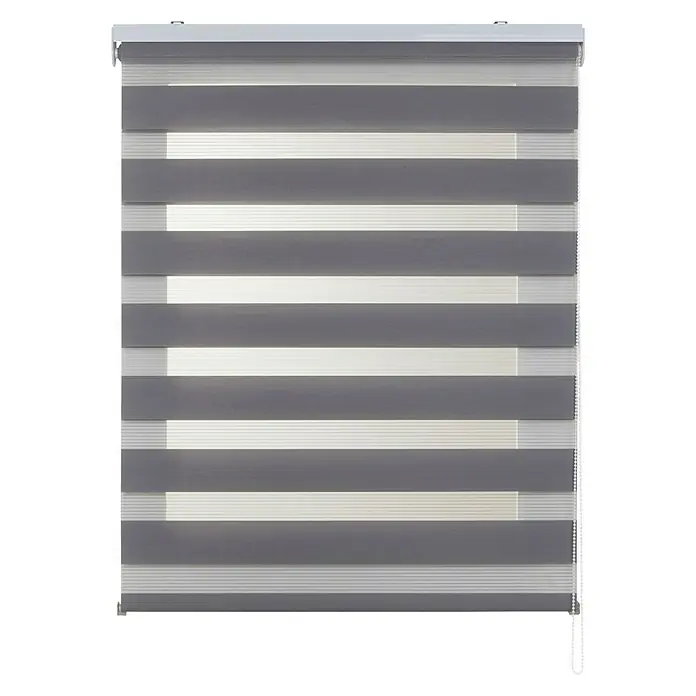 Estor noche y día Duolux - An x Al: 120 x 250 cm, Plateado - Elegante estor doble de rayas grises para una decoración moderna de ventanas y un control de luz flexible.