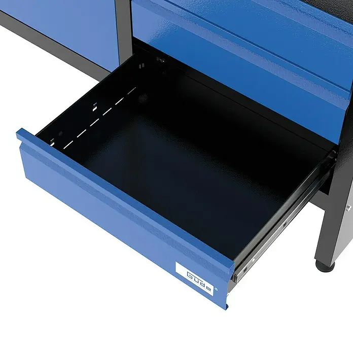 Güde Werkbank GW 6/2 XL - L x B x H: 171,2 x 60 x 85 cm - Bild eines blauen Güde Werkstattschrank-Schubfachs.