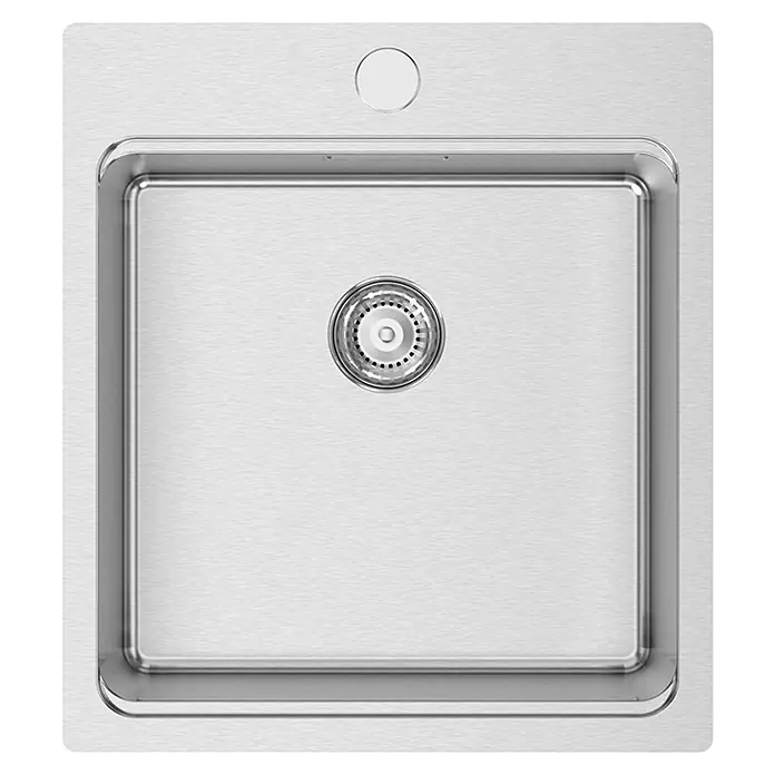 Rodi Fregadero encastrable UNA 46 - 50,5 x 45 cm, Acero inoxidable - Fregadero de acero inoxidable con desagüe redondo en el centro y un orificio en la parte superior. Acabado de alta calidad y diseño moderno para la cocina.