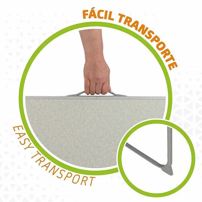 Aktive Mesa de jardín - L x An x Al: 80 x 60 x 70 cm, Blanco, Abatible - La imagen muestra una mesa plegable con asa para facilitar el transporte y patas robustas.
