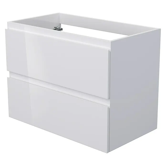Camargue Espacio Waschtischunterschrank - 80 x 46 x 60 cm, 2 Schubkästen, Gama weiß glänzend - Weißer Waschtischunterschrank mit zwei Schubladen. Hochglänzende Oberfläche und minimalistisches Design für moderne Badezimmer.