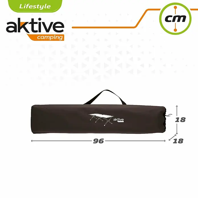 Aktive Tumbona de camping - Negro - Bolsa de transporte marrón para mesa Aktive Camping de 96x18x18 cm. Ideal para transporte y almacenamiento.