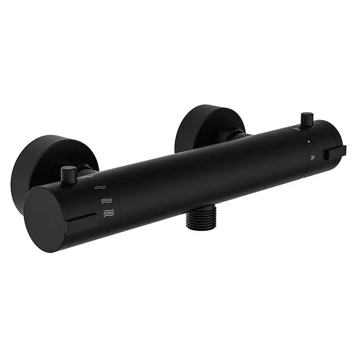 Camargue Zapo Brausethermostat - Schwarz, Matt - Schwarzer, thermostatischer Duschmischer mit Temperaturregler und Durchflussmengenregler für ein modernes Badezimmerdesign.