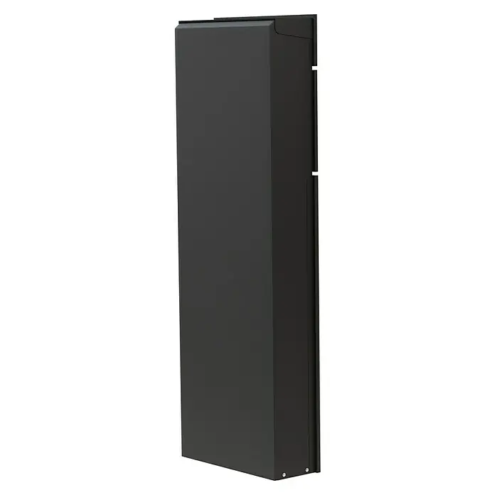 Portaferm Standbriefkasten Maximus - L x B x H: 14 x 39,5 x 115 cm, Anthrazit, Stahl, Namensschild - Ansicht eines schwarzen Serverschranks, der für die Organisation von IT-Geräten in einer sicheren Umgebung entwickelt wurde.