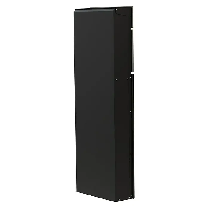 Portaferm Standbriefkasten Maximus - L x B x H: 14 x 39,5 x 115 cm, Anthrazit, Stahl, Hausnummernfeld - Ein schlichtes, schwarzes Servergehäuse mit Metalleinfassung. Ideal für IT-Infrastruktur und Datenzentren.
