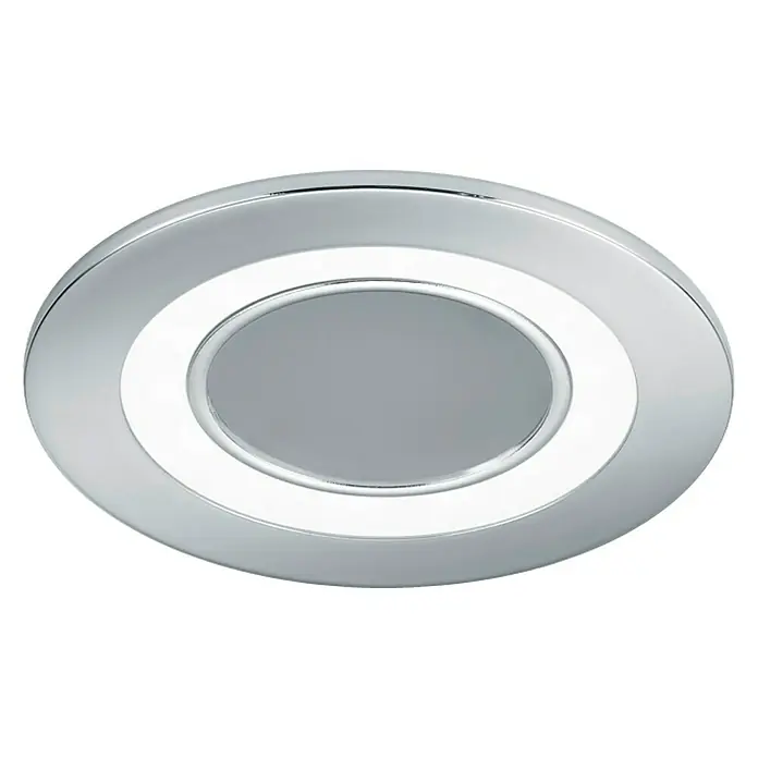 Trio Leuchten LED-Einbauleuchte rund CORE - 5 W, Ø x H: 82 x 3,5 cm, Warmweiß, Chrom - Deckenleuchte mit Chromrand und zentralem, runden Lichtelement. Elegantes Design für moderne Innenräume.