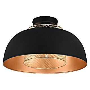 Reality Leuchten Punch Deckenleuchte rund (40 W, Ø x H: 35 x 20,5 cm, Schwarz matt, E27)