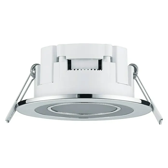 Trio Leuchten LED-Einbauleuchte rund CORE - 5 W, Ø x H: 82 x 3,5 cm, Warmweiß, Chrom - Einbauleuchte in Weiß und Silber. Elegantes Design für moderne Innenräume mit praktischen Befestigungsfedern.