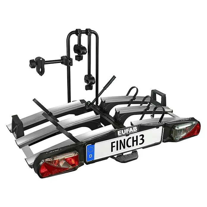 Eufab Fahrradträger Finch 3 - Geeignet für: 3 Fahrräder, Traglast: 60 kg - Der Eufab Finch 3 Fahrradträger, ideal für den sicheren Transport von bis zu drei Fahrrädern auf der Anhängerkupplung.