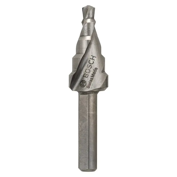 Bosch Stufenbohrer HSS - Durchmesser: 4 mm - 12 mm - Aufnahme einer Bosch Stufenbohrer, Swiss Made. Ideal zum Bohren von Löchern in verschiedenen Größen.