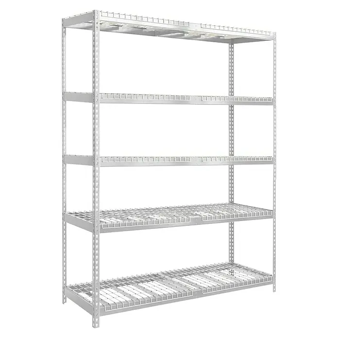 Simonrack Simontaller Schwerlastregal Ecoforte Rex - H x B x T: 200 x 180 x 60 cm, Traglast pro Boden: 400 kg, Anzahl Böden: 5 Stk., Stecken, Silber - Weißes Schwerlastregal mit vier Regalböden zur Aufbewahrung und Organisation von Gegenständen in Garage oder Lager.