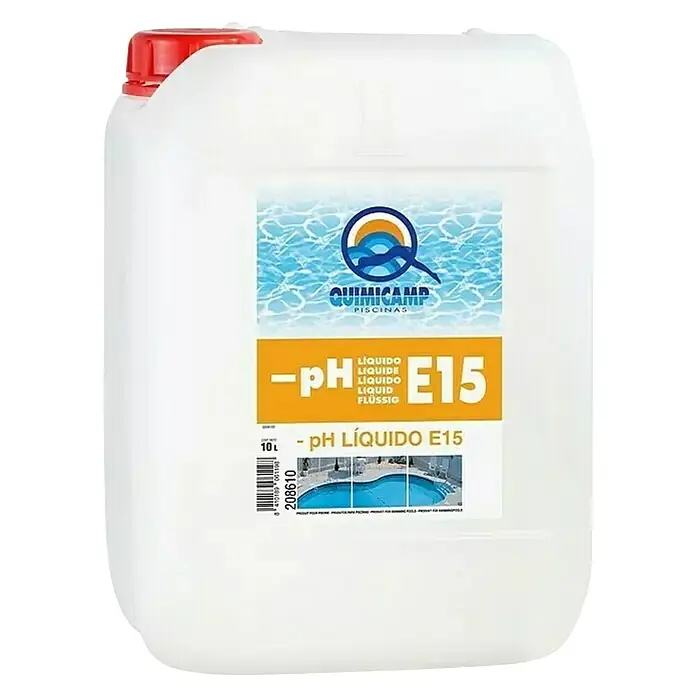 Quimicamp ph negativo E15 - 10 kg - Bidón blanco de 10L de química para piscinas pH-Menos Líquido E15 de QUIMICAMP PISCINAS. Para una calidad óptima.