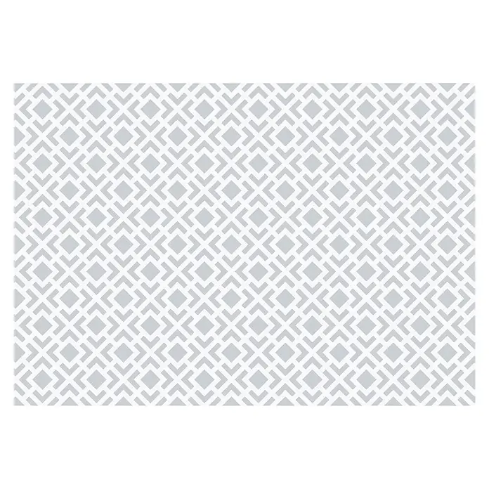 Alfombra de vinilo Living geométrica - Gris, 200 x 140 cm - Patrón geométrico en gris y blanco, que ofrece un diseño moderno y elegante para diversas aplicaciones.