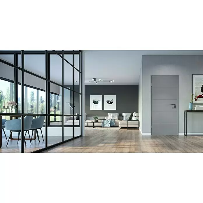 GetaDoor Lamineo Türzarge GLN 747 - 860 x 1.985 mm, Wandstärke: 100 mm, DIN Anschlag: Links, Staubgrau - Stimmungsaufnahme