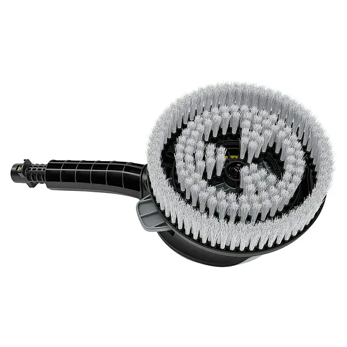 Kärcher Rotierende Waschbürste WB 130 - Breite: 156 mm - Bild einer rotierenden Waschbürste mit schwarzem Griff und weißen Borsten. Ideal für die gründliche Reinigung verschiedener Oberflächen.