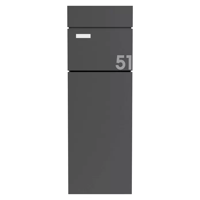 Portaferm Standbriefkasten Maximus - L x B x H: 14 x 39,5 x 115 cm, Anthrazit, Stahl, Namensschild