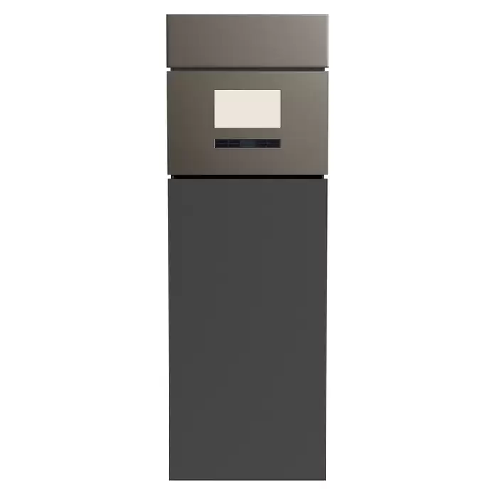 Portaferm Standbriefkasten Maximus - L x B x H: 14 x 39,5 x 115 cm, Anthrazit, Stahl, Hausnummernfeld