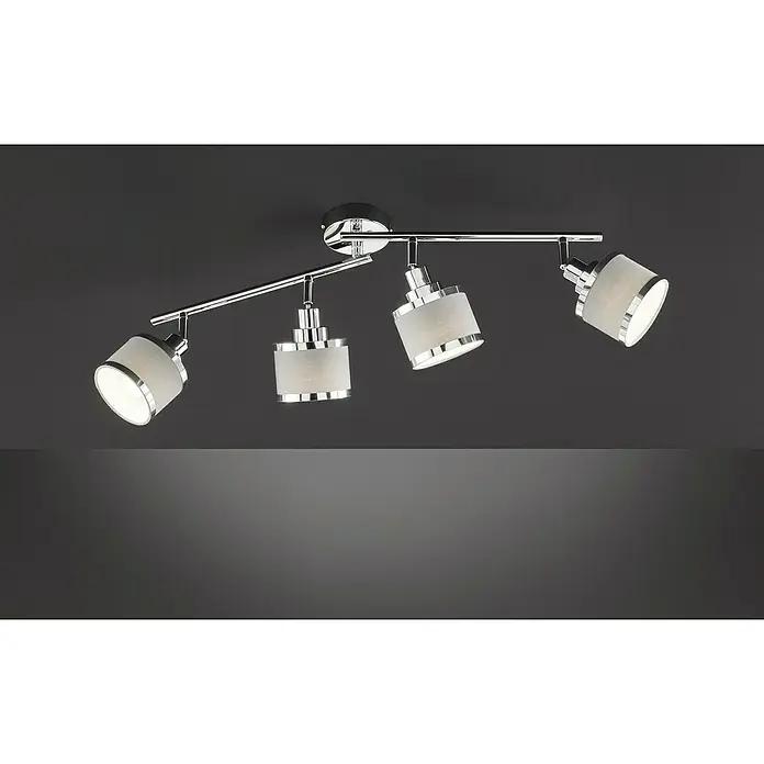 WOFI Wandstrahler Alexia - 112 W, L x B x H: 71,5 x 10 x 22 cm, Chrom, E14, 4 Stk. - Moderner 4-flammiger Strahler mit zylindrischen Lampenschirmen und Chrom-Finish, ideal für stilvolle Beleuchtung in jedem Raum.