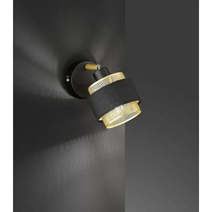 WOFI Grove Wandstrahler - 28 W, L x B x H: 10 x 18,5 x 13 cm, Schwarz/Gold, E14, 1 Stk. - Stimmungsaufnahme