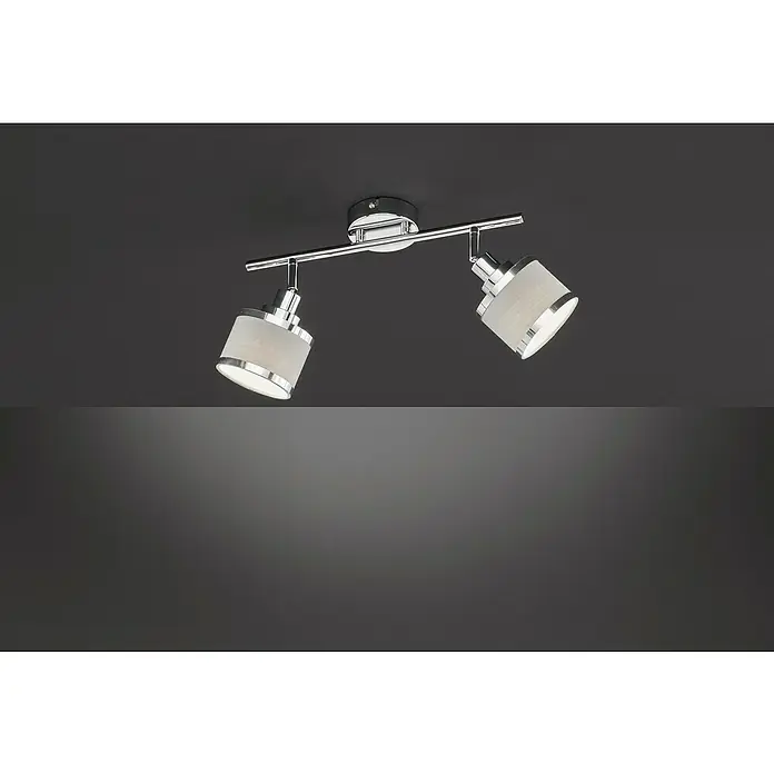 WOFI Wandstrahler Alexia - 56 W, L x B x H: 36,5 x 10 x 21,5 cm, Chrom, E14, 2 Stk. - Eine elegante, verchromte Deckenleuchte mit zwei zylindrischen Lampenschirmen, die ein modernes Ambiente schafft. Ideal für stilvolle Beleuchtung.